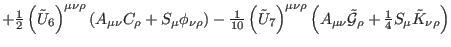 $\displaystyle +\tfrac{1}{2}\left( \tilde{U}_{6}\right) ^{\mu \nu \rho }\left( A...
...cal{\tilde{G}}_{\rho }+
\tfrac{1}{4}S_{\mu }\tilde{K}_{\nu \rho }\right) \notag$
