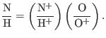 $\displaystyle \footnotesize \frac{{\rm N}}{{\rm H}}=\left(\frac{{\rm N}^{+}}{{\rm H}^{+}}\right) \left(\frac{{\rm O}}{{\rm O}^{+}}\right).$