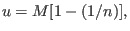 $\displaystyle u=M[1-(1/n)],$
